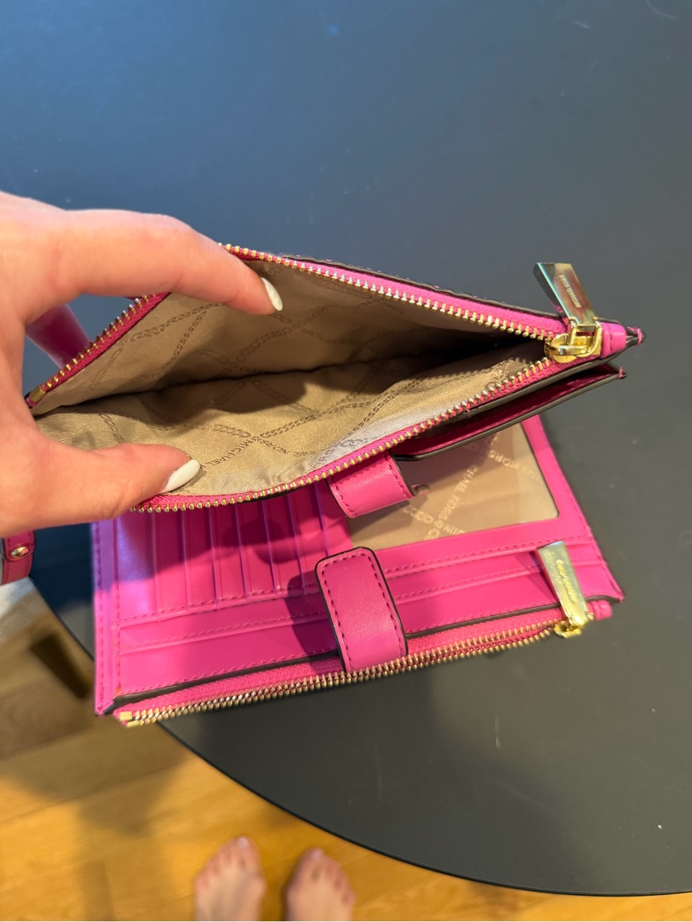 Michael Kors Hot Pink Embossed Wristlet Clutch - Picture 3 of 5